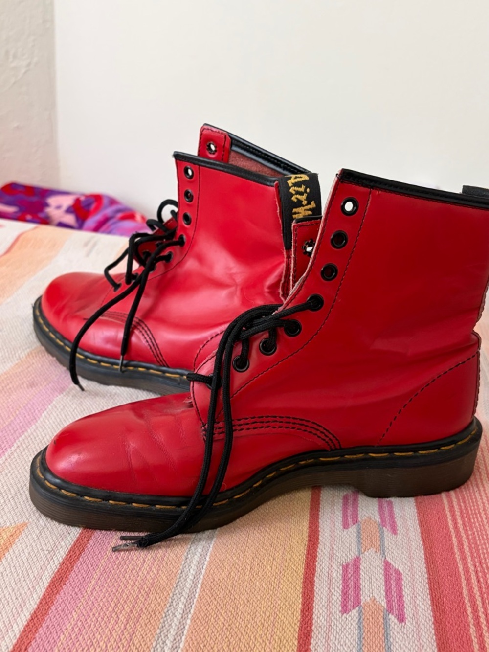 Dr. Martens Women's Red 8-Eye Lace-Up Boots